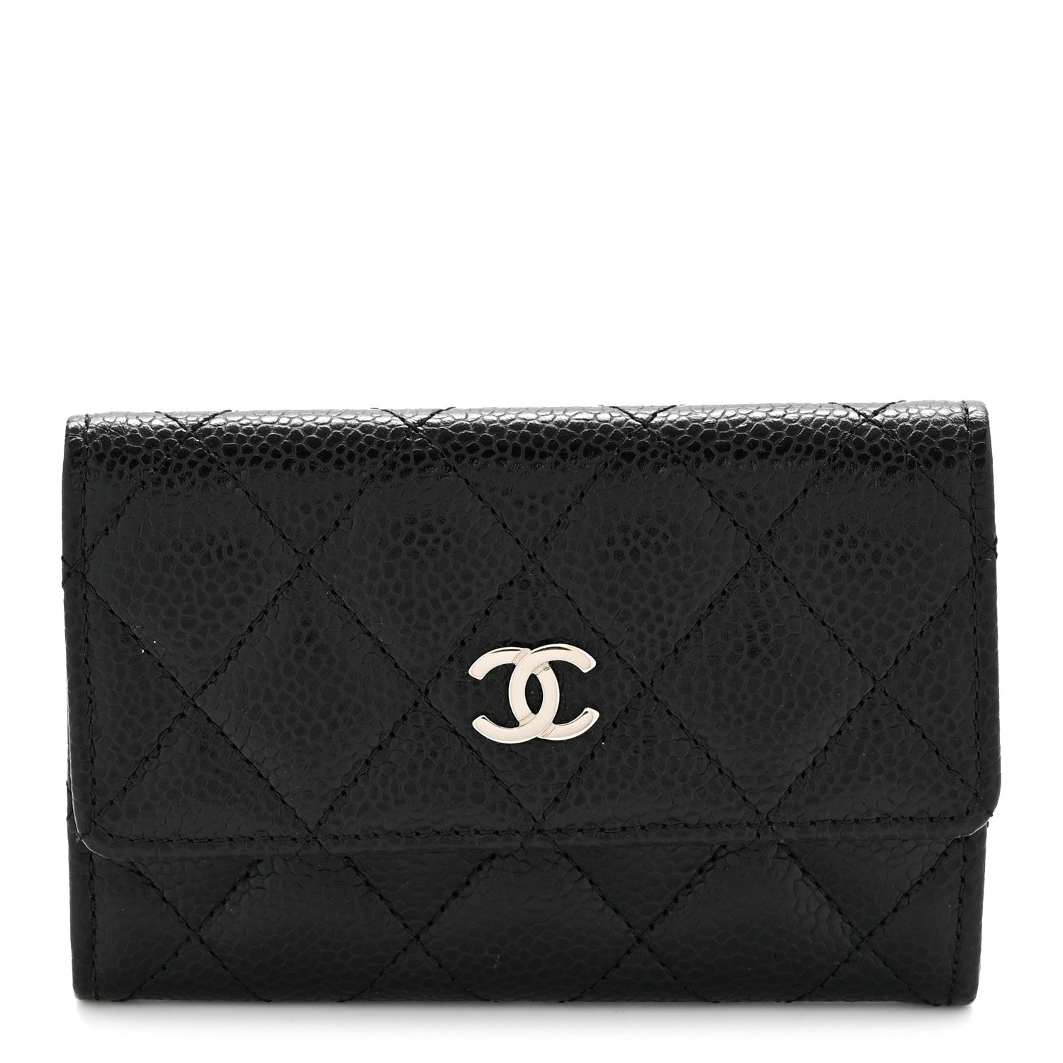 Caviar Quilted Flap  Holder Black