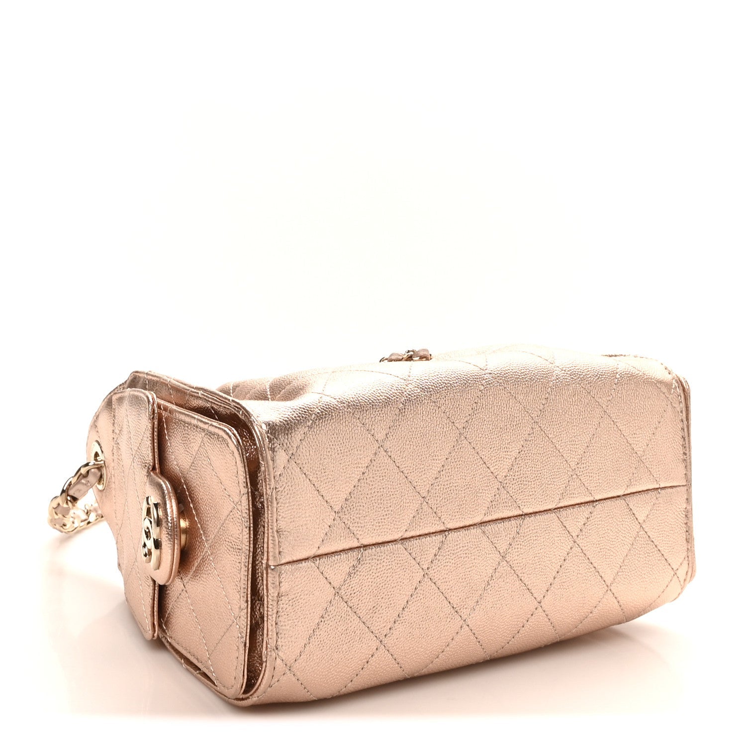Metallic Caviar Quilted Mini Chanel 25 Handbag Copper