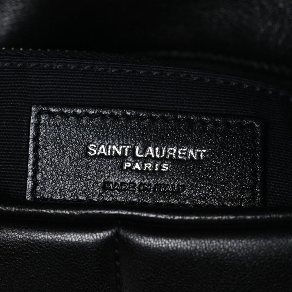 Lambskin Quilted Small Loulou Puffer Monogram Chain Satchel Black