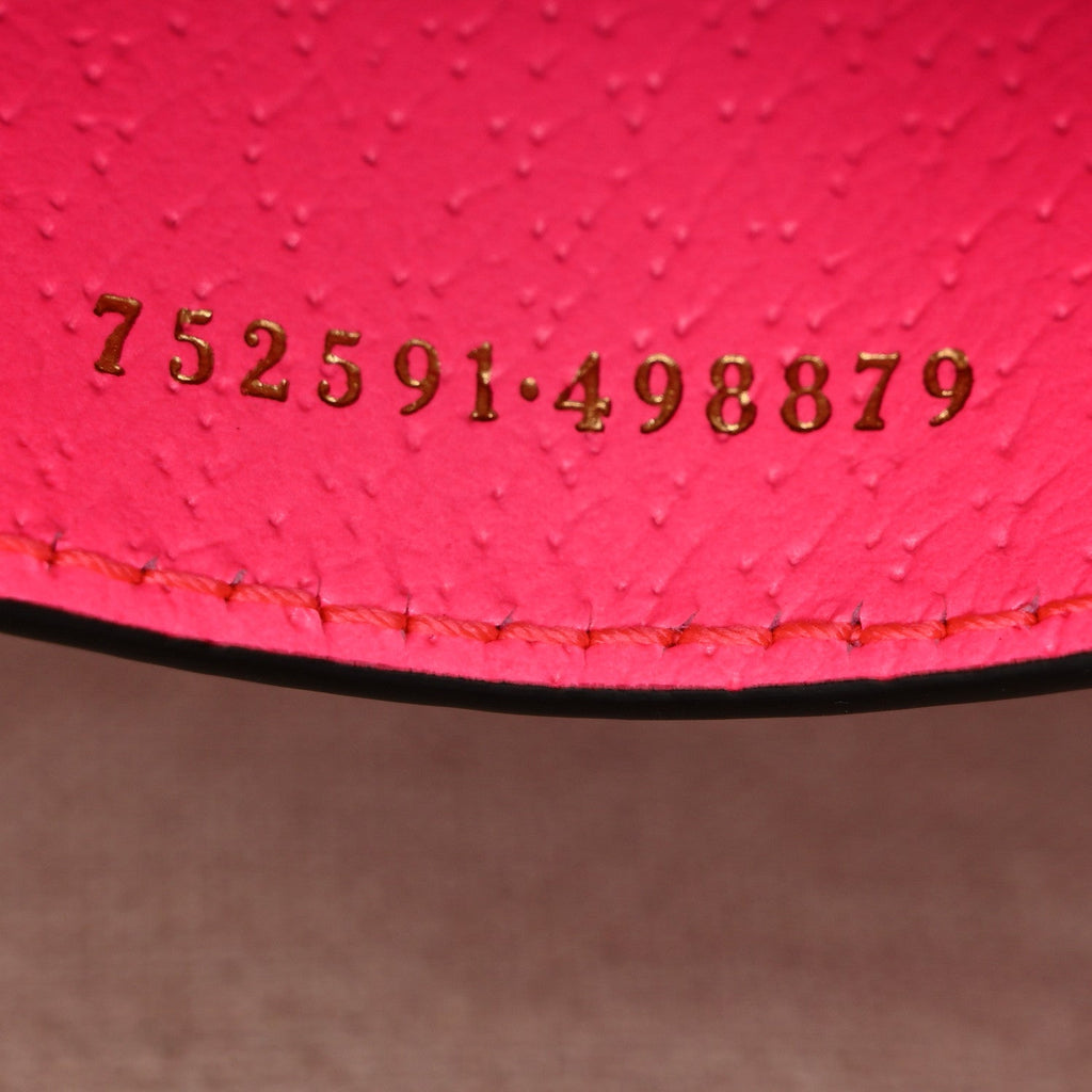 GG Supreme Monogram Textured Dollar Calfskin Web Ophidia Small Crossbody Bag Beige Ebony Fuchsia
