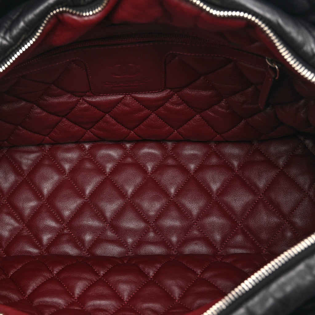 Lambskin Quilted Medium Coco Cocoon Reversible Tote Black