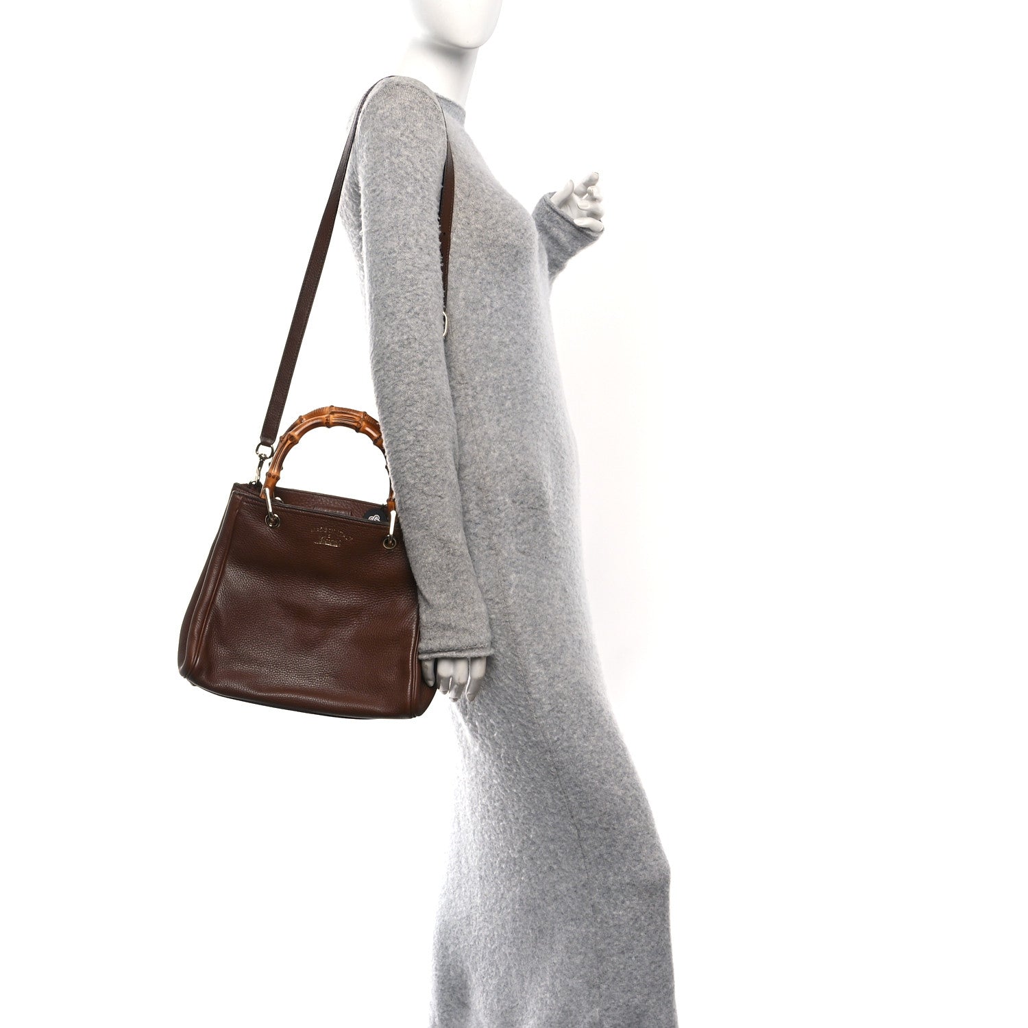Calfskin Small Bamboo Shopper Tote Acero