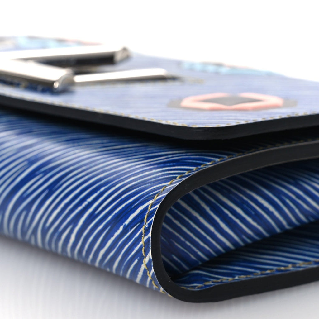 Epi Azteque Twist Chain Wallet Denim Light
