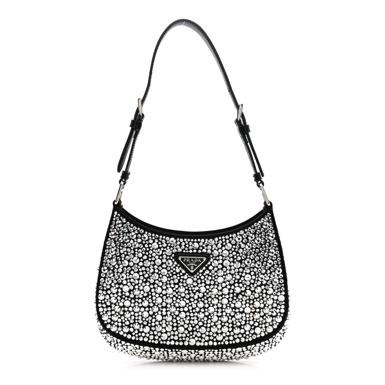 Satin Crystal Cleo Adjustable Strap Shoulder Bag Metal