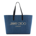 Canvas Embroidered Logo Tote Denim Milk