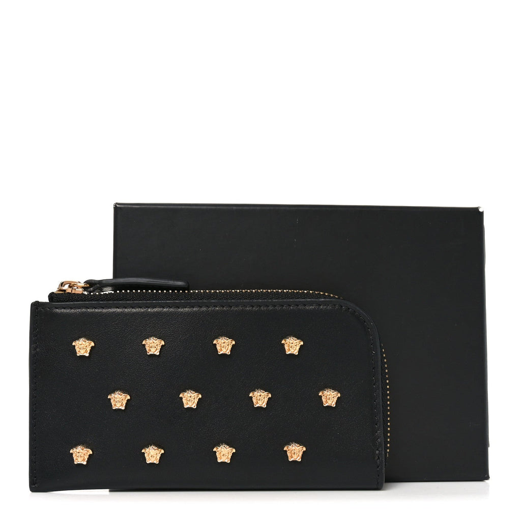 Nappa La Medusa Studded Zip Pouch  Holder Black