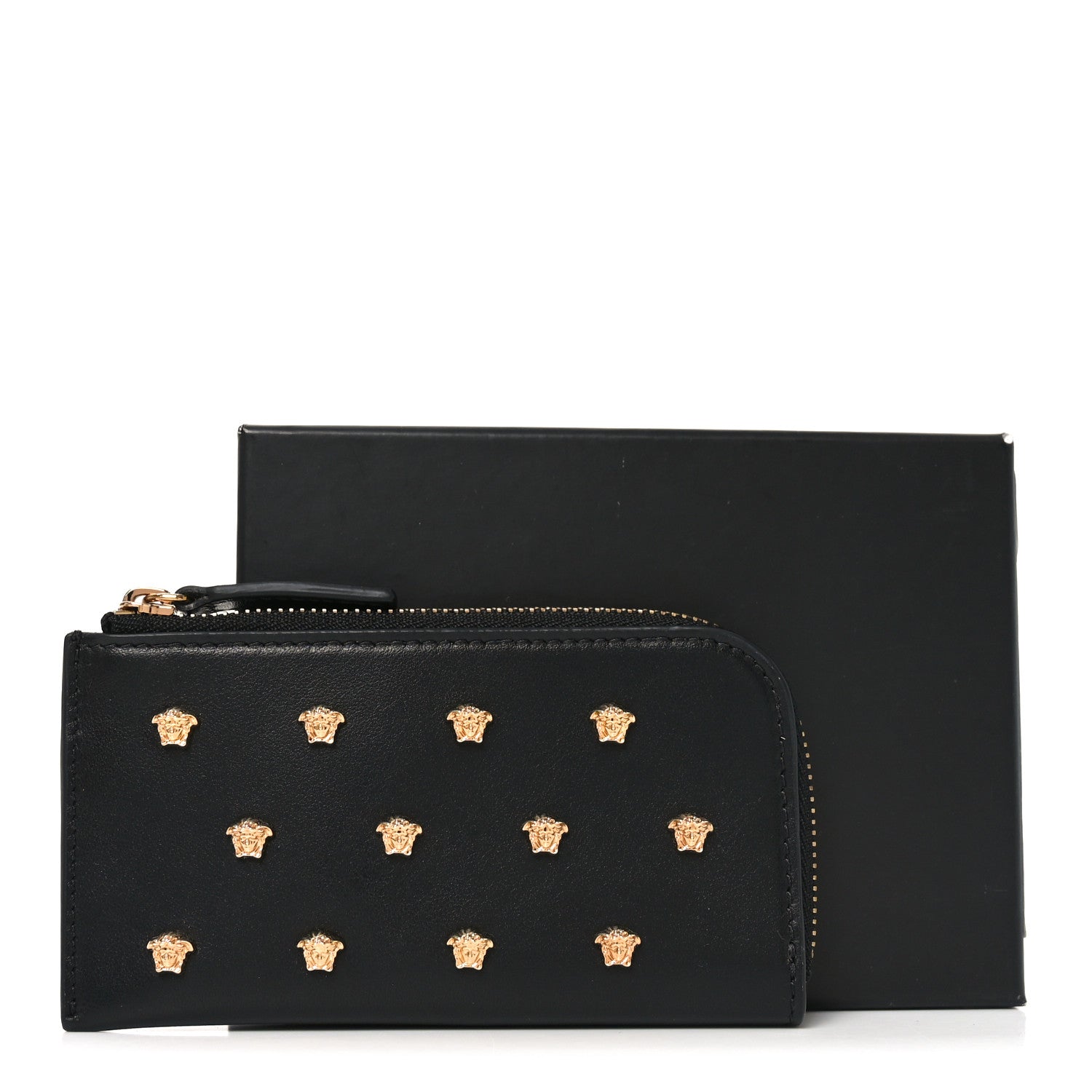 Nappa La Medusa Studded Zip Pouch  Holder Black