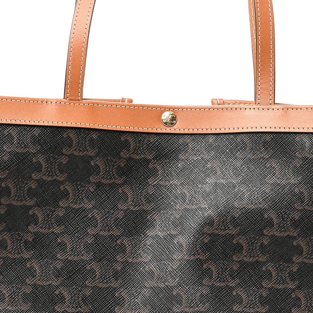 Triomphe Canvas Calfskin Flat Shopper Tote Honey