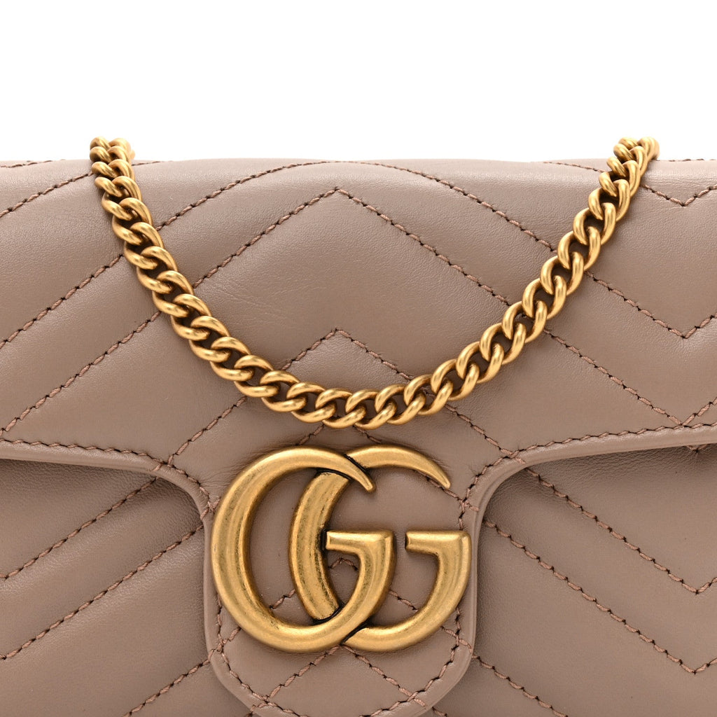 Calfskin Matelasse Super Mini GG Marmont Shoulder Bag Porcelain Rose