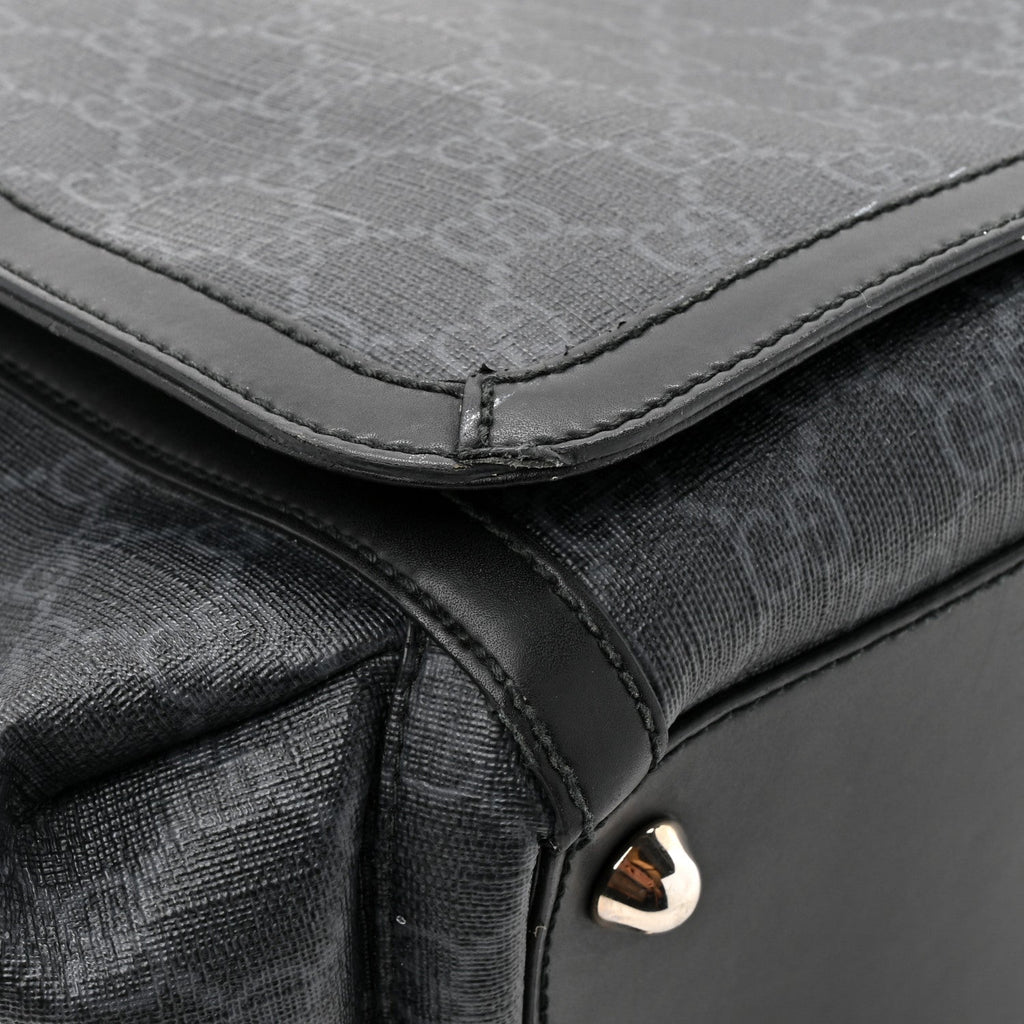 GG Supreme Monogram Web Messenger Diaper Bag Black Grey