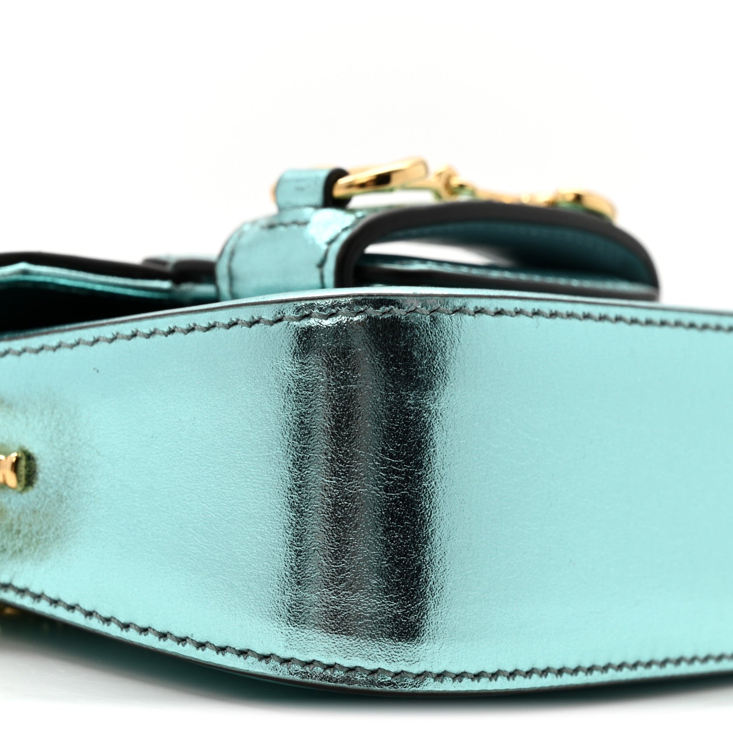 Metallic Calfskin Super Mini Horsebit 1955 Shoulder Bag Light Blue