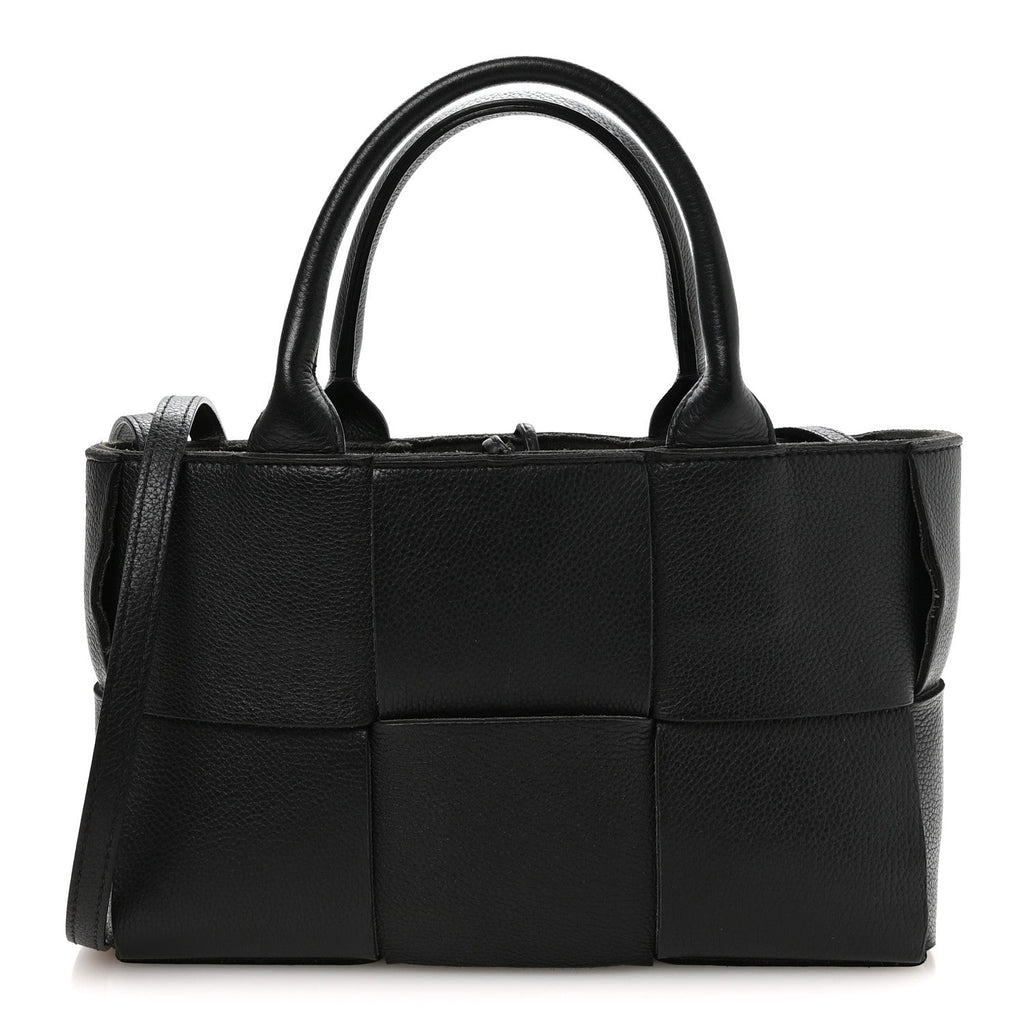 Grained Calfskin Maxi Intrecciato Mini Arco Tote Black