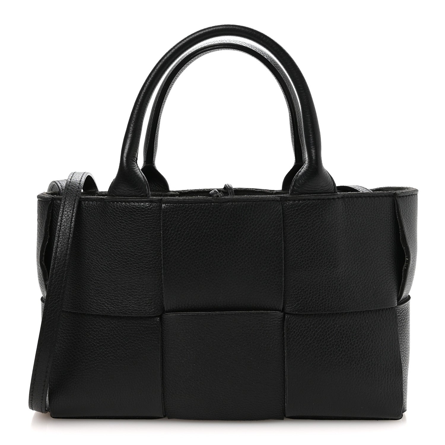 Grained Calfskin Maxi Intrecciato Mini Arco Tote Black