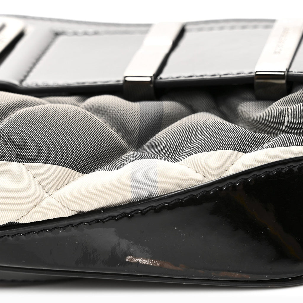 Patent Smoked Check Quilted Small Beaton Black