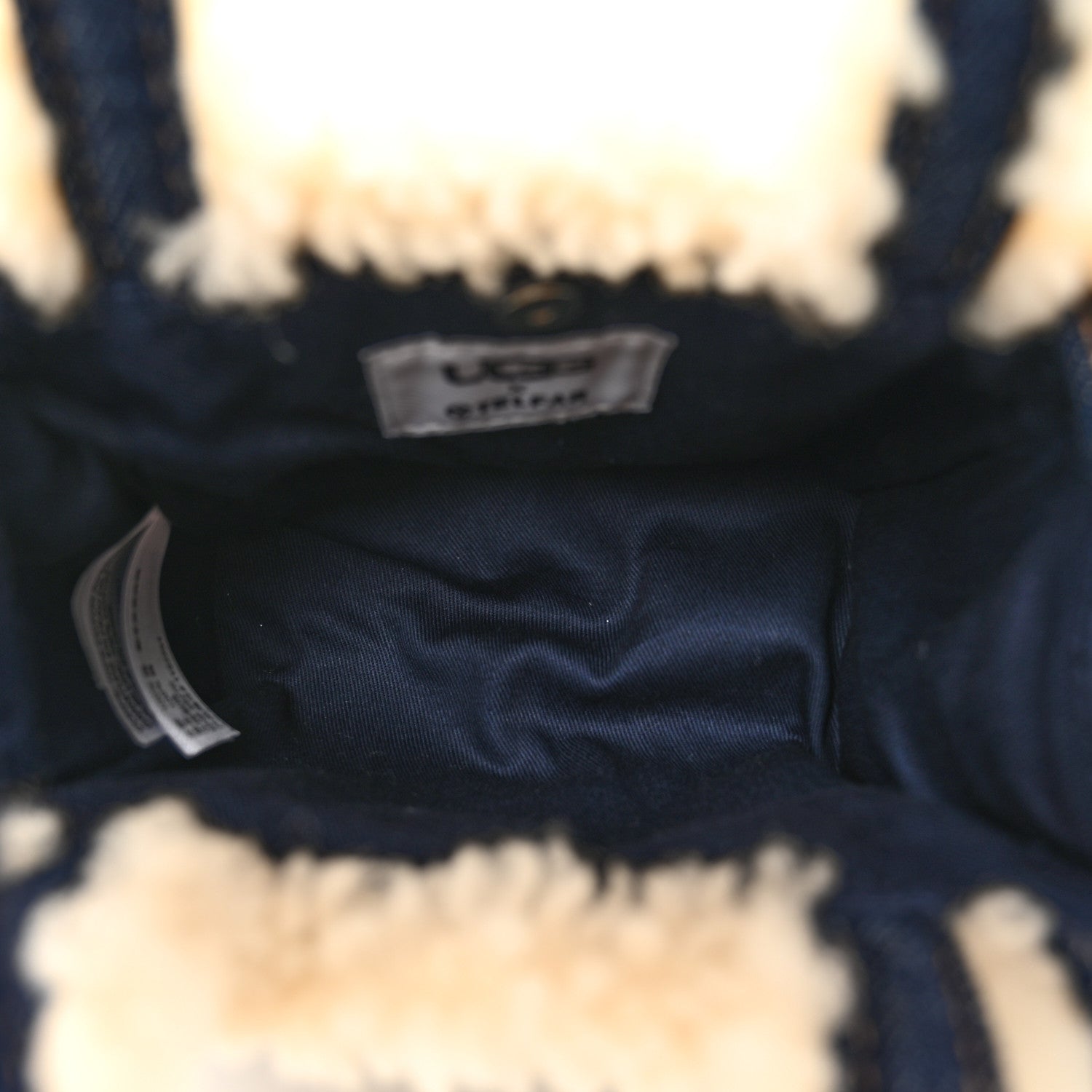 X UGG Denim Shearling Small Shopping Bag Raw Denim