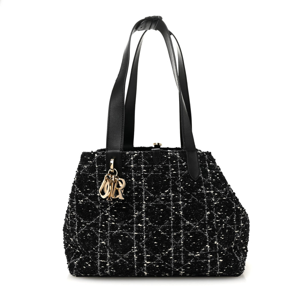 Calfskin Tweed Cannage Medium Toujours  Black White