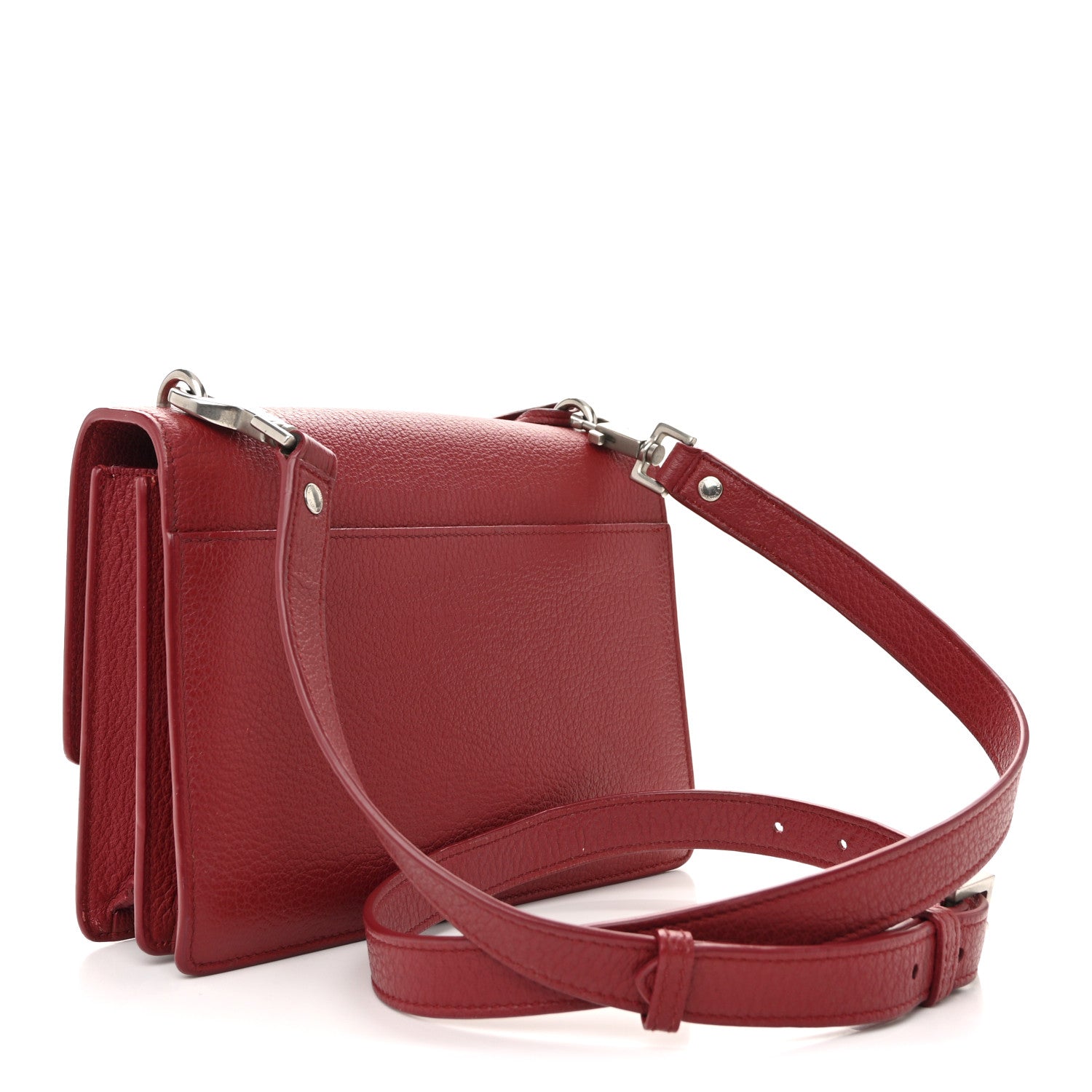 Grained Calfskin Medium Monogram Sunset Satchel Red