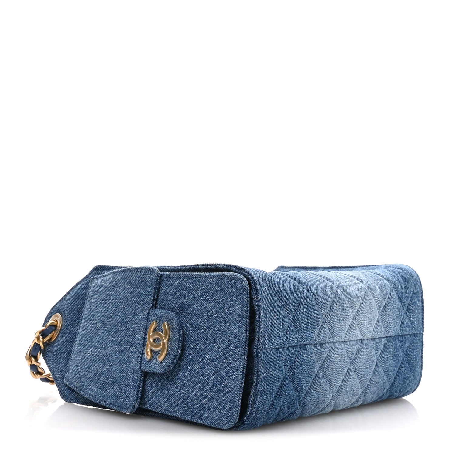 Washed Denim Quilted Mini Chanel 25 Handbag Blue