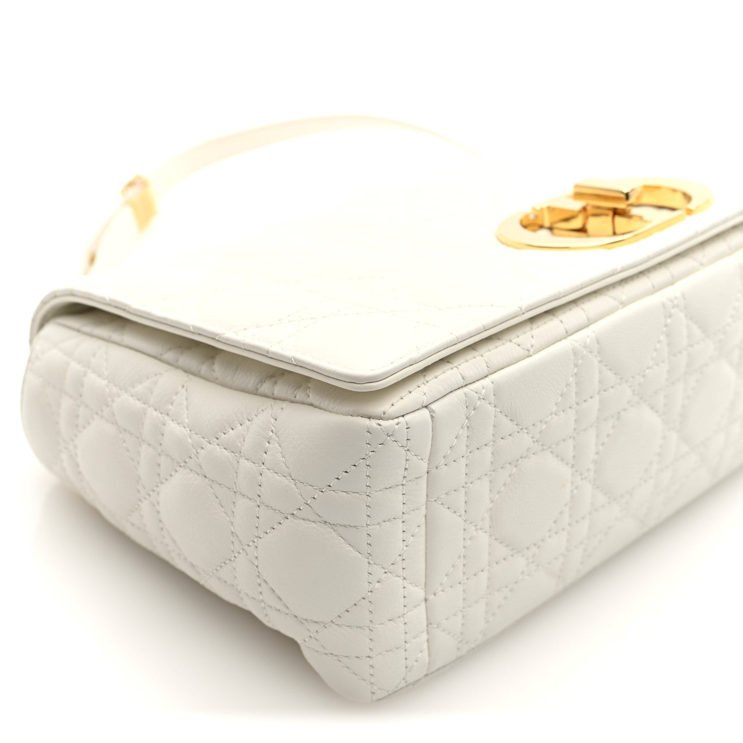 Grained Calfskin Cannage Large Caro Bag Ivory