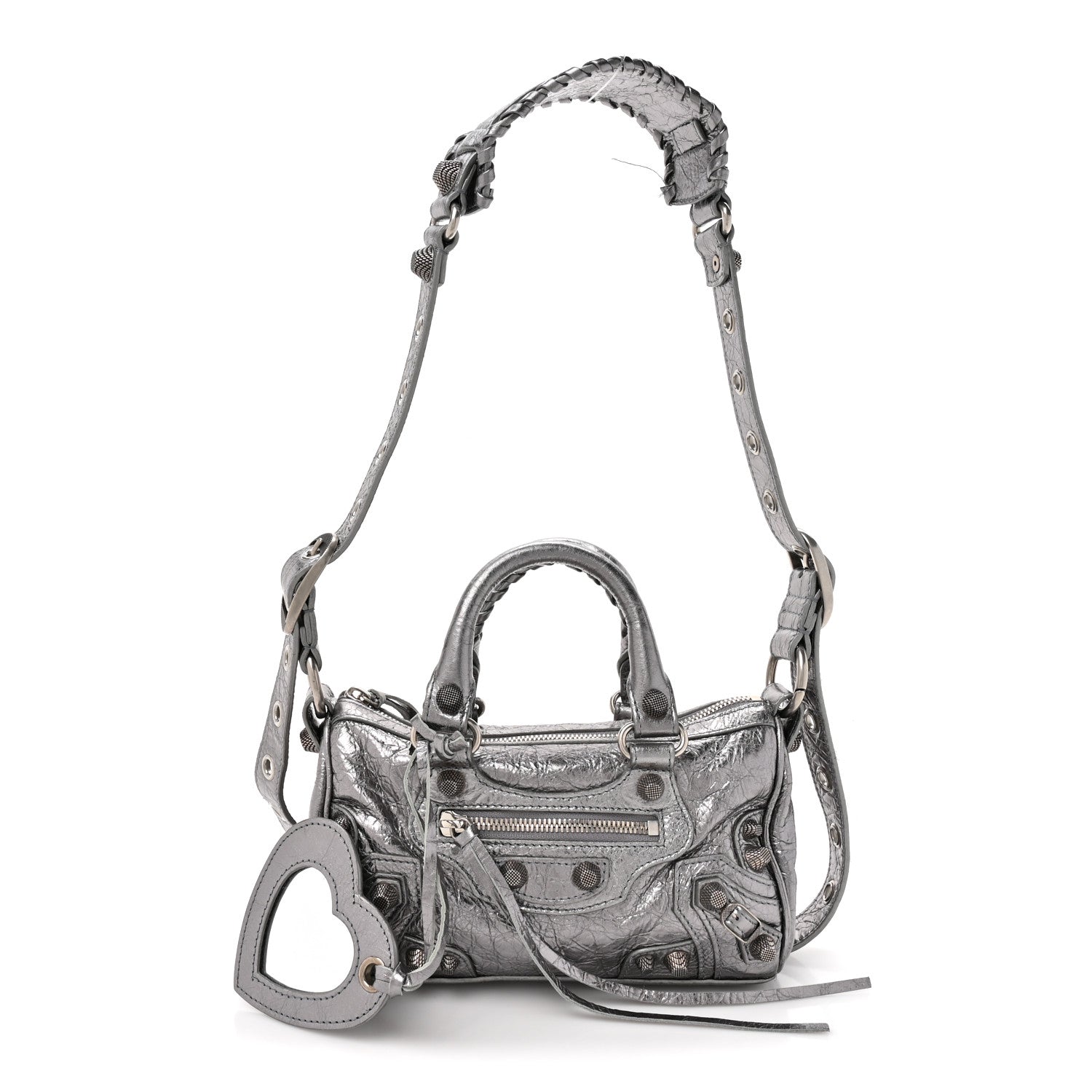 Metallic Agneau Arena Mini Le Cagole Duffle Crossbody Bag Silver