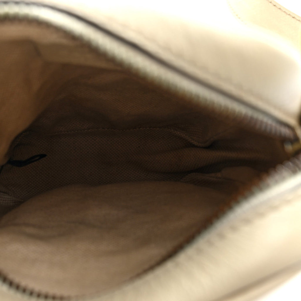Grained Calfskin Mini Logo Messenger Bag White