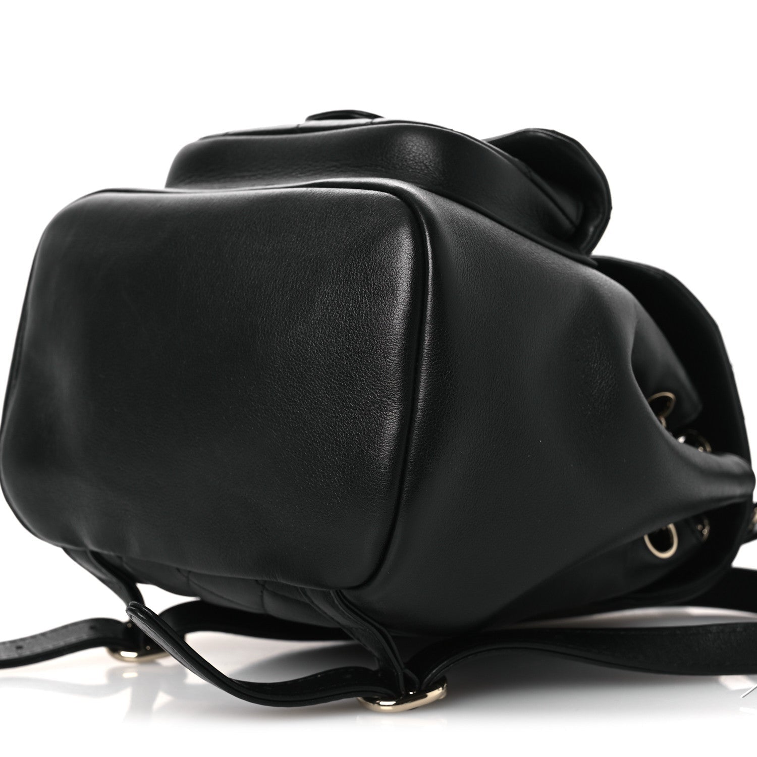 Lambskin Quilted Small Duma Drawstring Backpack Black