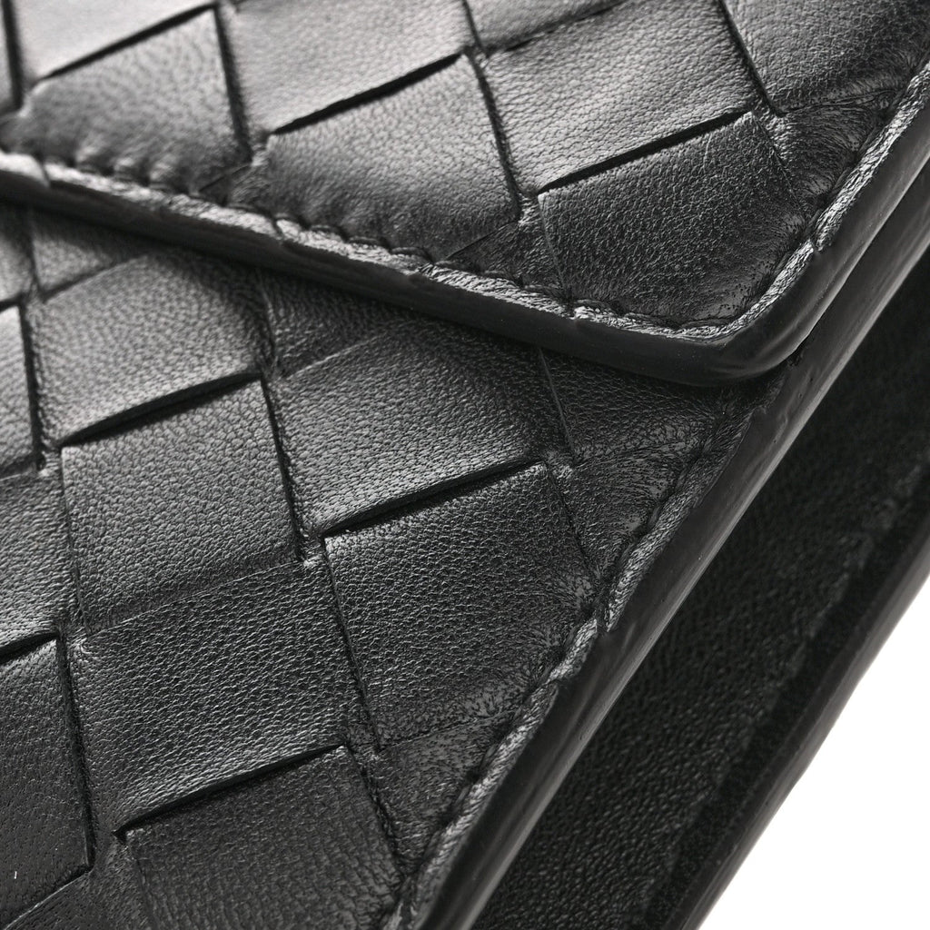 Nappa Intrecciato Long Andiamo Top Handle Clutch Black