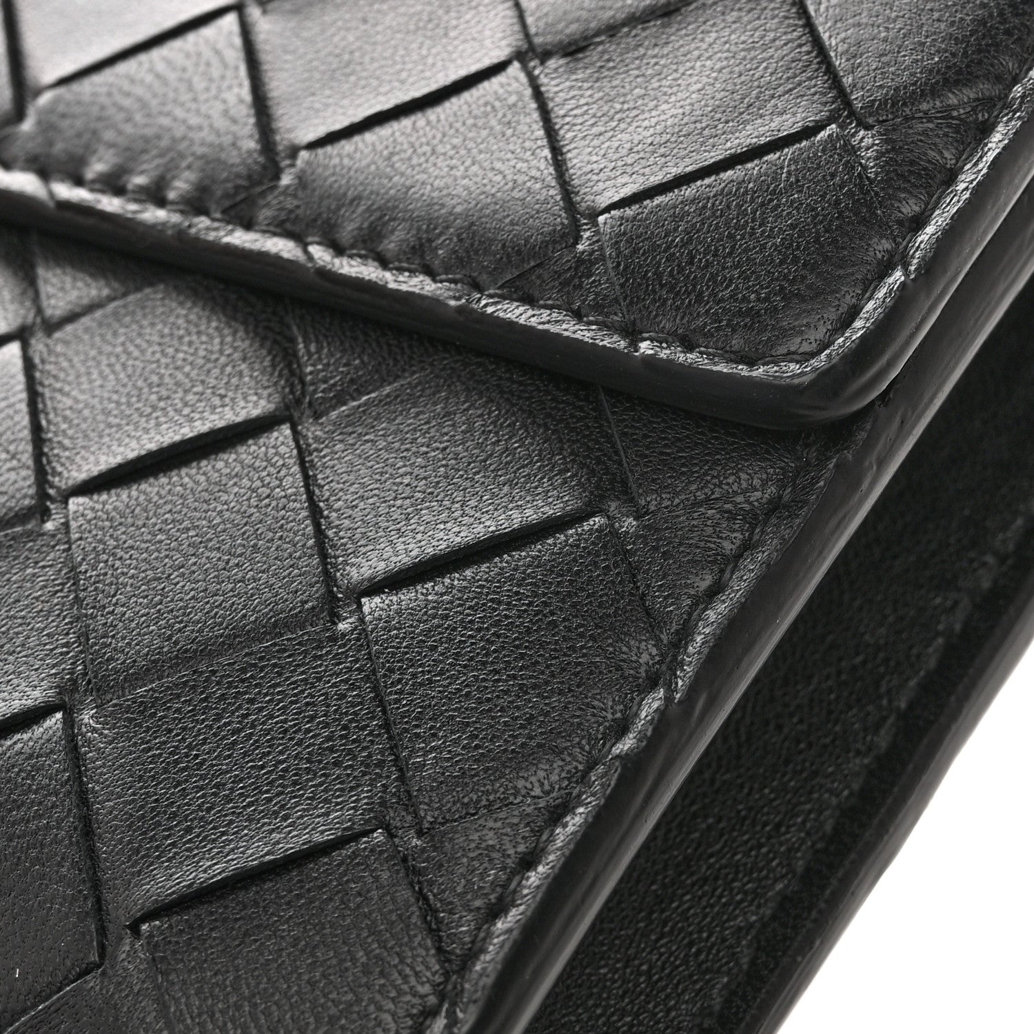 Nappa Intrecciato Long Andiamo Top Handle Clutch Black