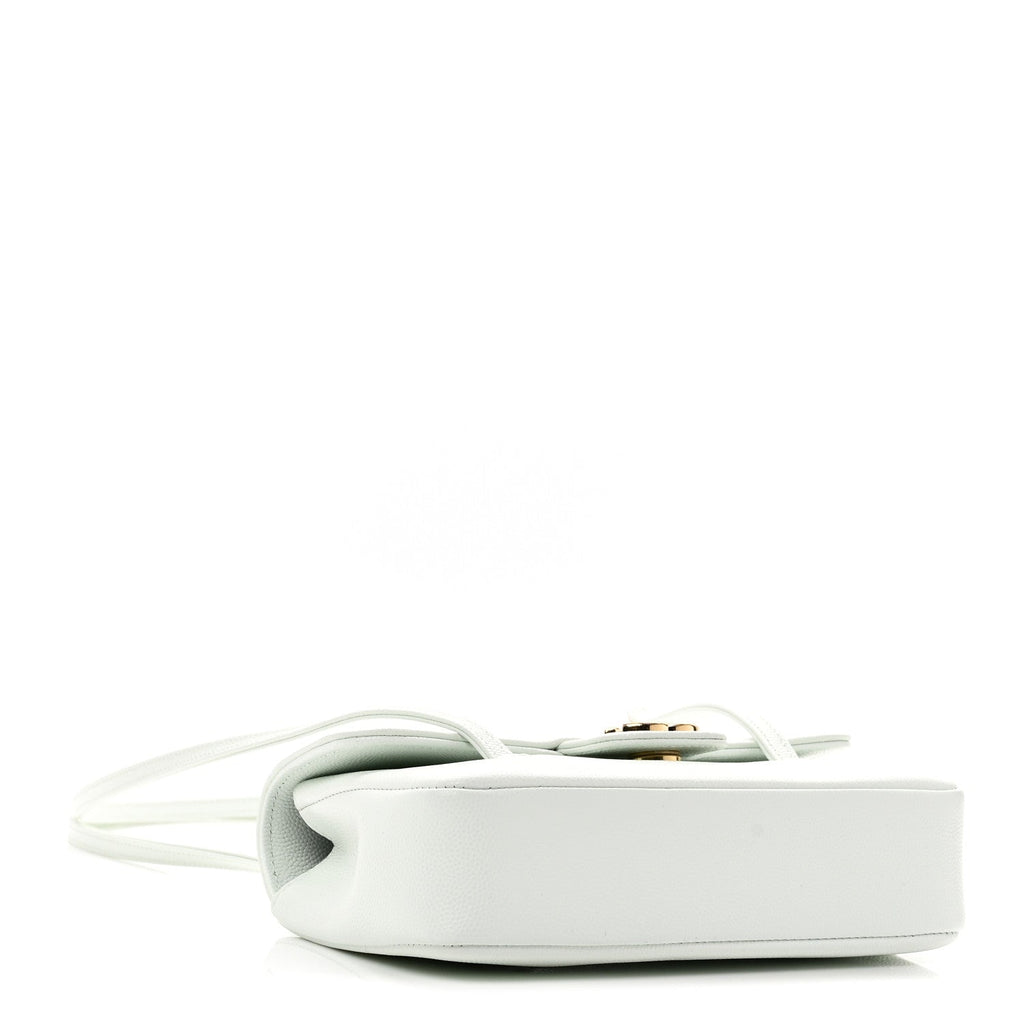 Shiny Caviar Mini Preppy Coco Shoulder Bag Light Blue