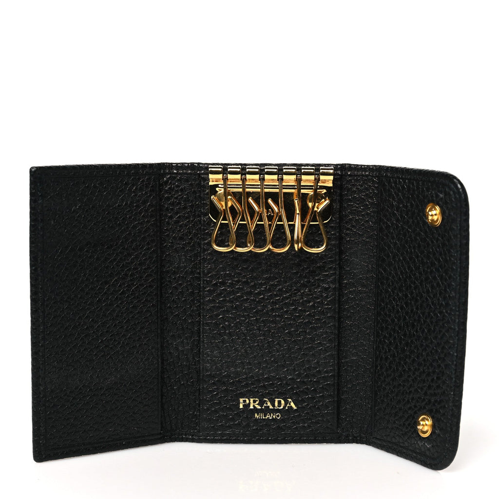 Vitello Grain Move 6 Key Holder Black