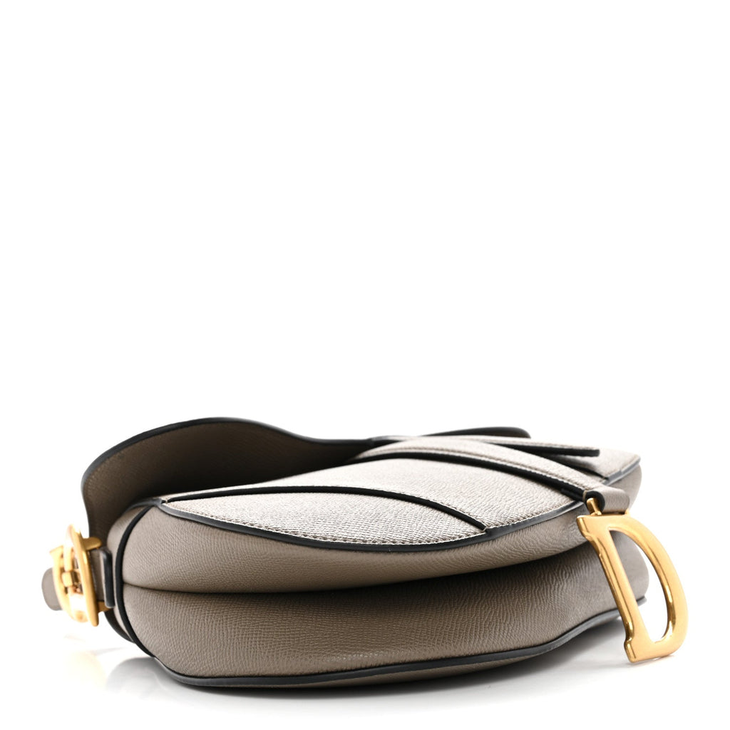 Grained Calfskin Saddle Bag With Strap Clay Green