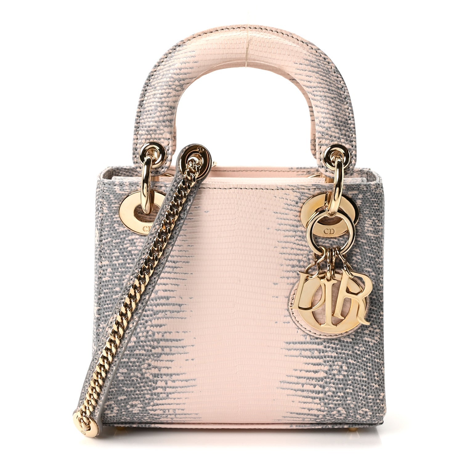 Lizard Ombre Mini Lady Dior Light Pink