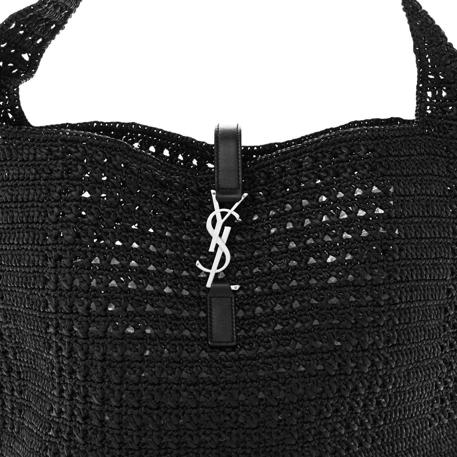 Raffia Monogram Le 5 A 7 Medium Tote Black