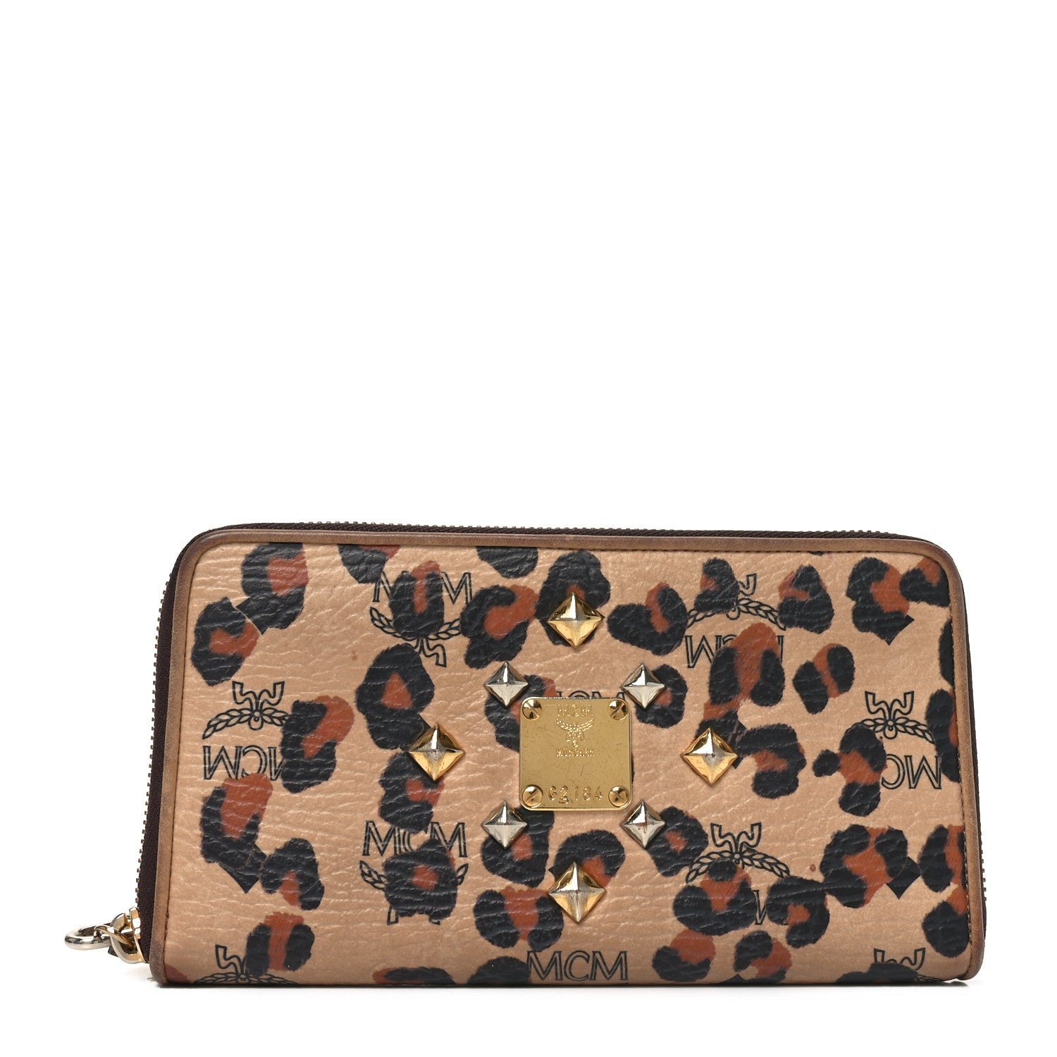 Visetos Leopard Print Zip Around Wallet Beige