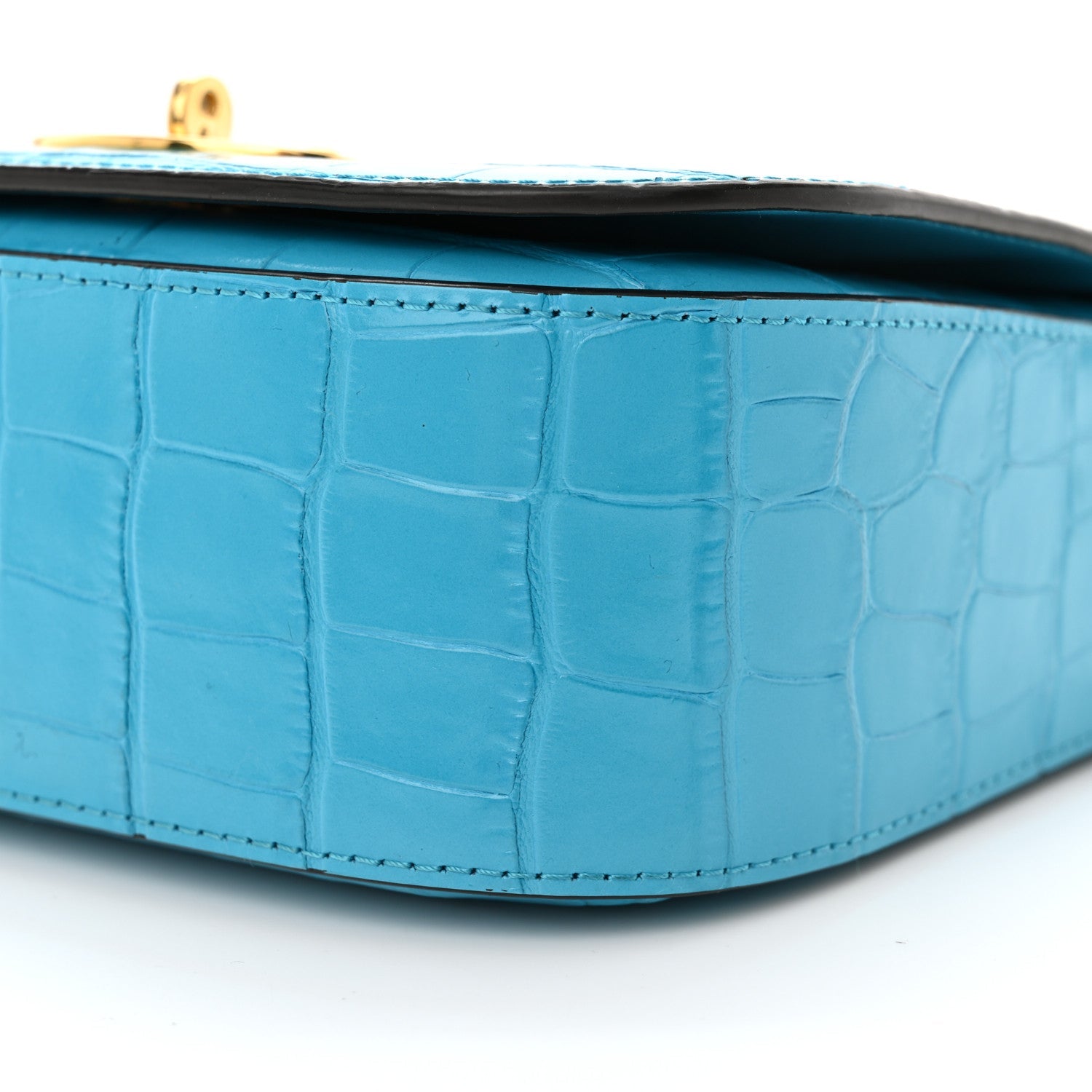 Deep Calfskin Crocodile Embossed Small Darley Azure