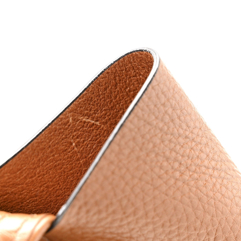 Grained Calfskin Large Spin Tote Clay Brown