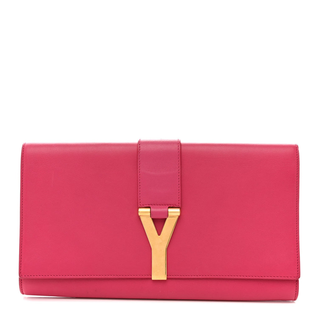 Calfskin Classic Y Ligne Clutch Fuchsia