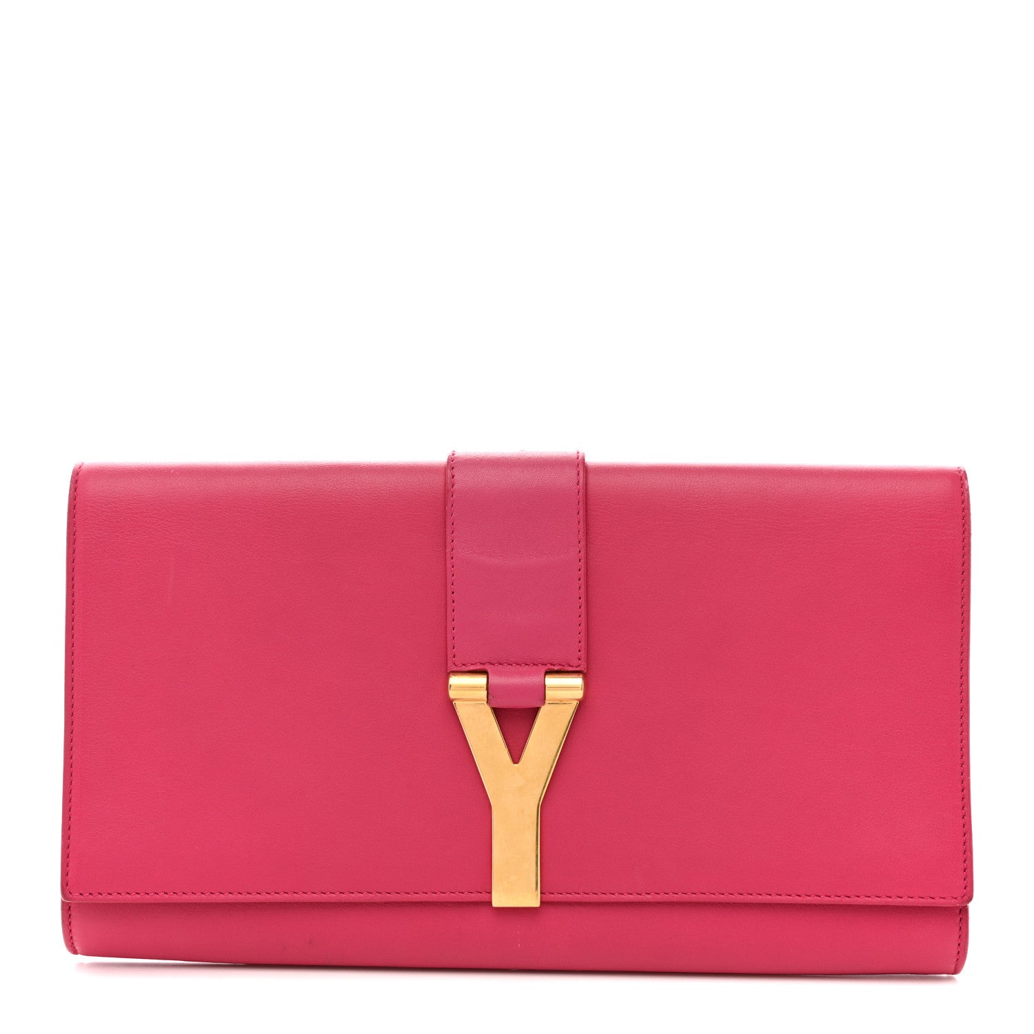 Calfskin Classic Y Ligne Clutch Fuchsia