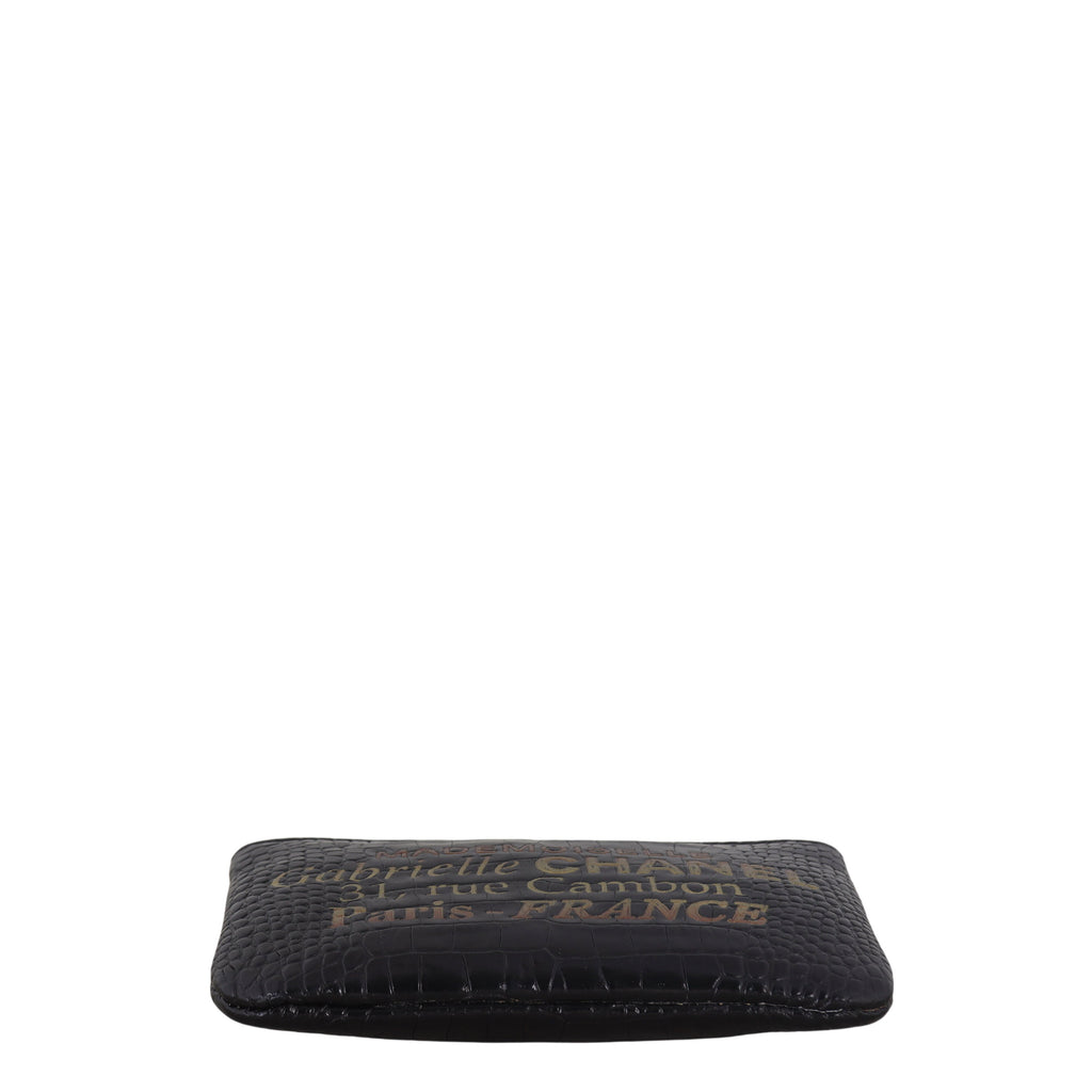 Chanel Gabrielle Zip Pouch Croc Embossed