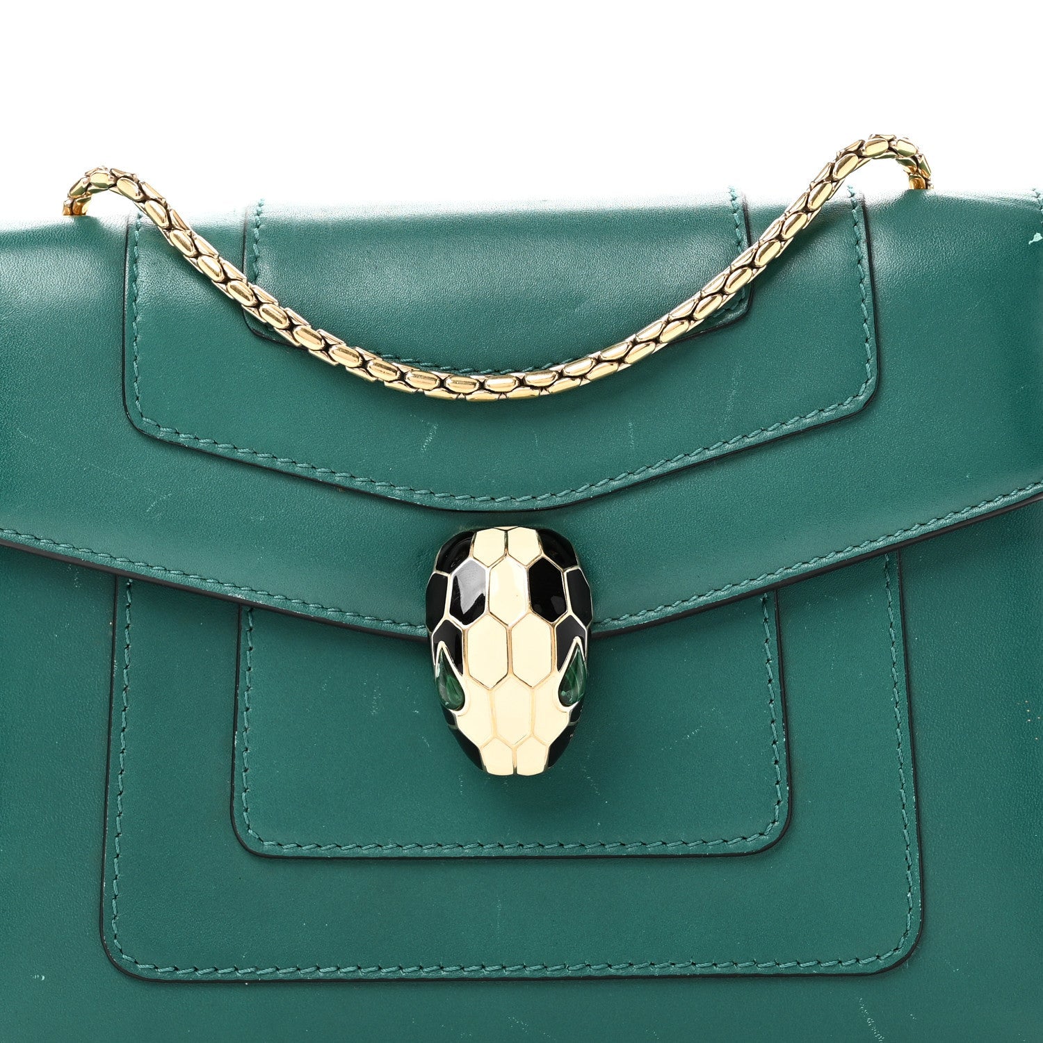 Calfskin Small Serpenti Forever Snake Strap Crossbody Bag Emerald Green