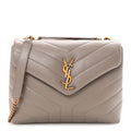Calfskin Y Quilted Monogram Small Loulou Chain Satchel Taupe