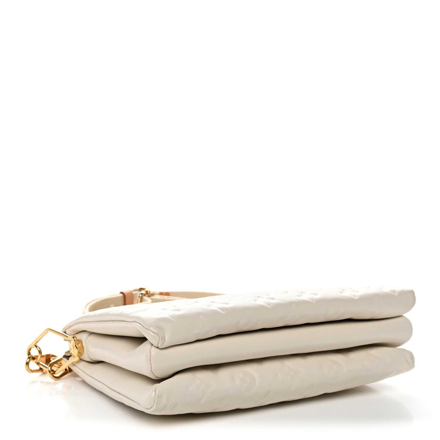 Lambskin Embossed Monogram Coussin PM Cream
