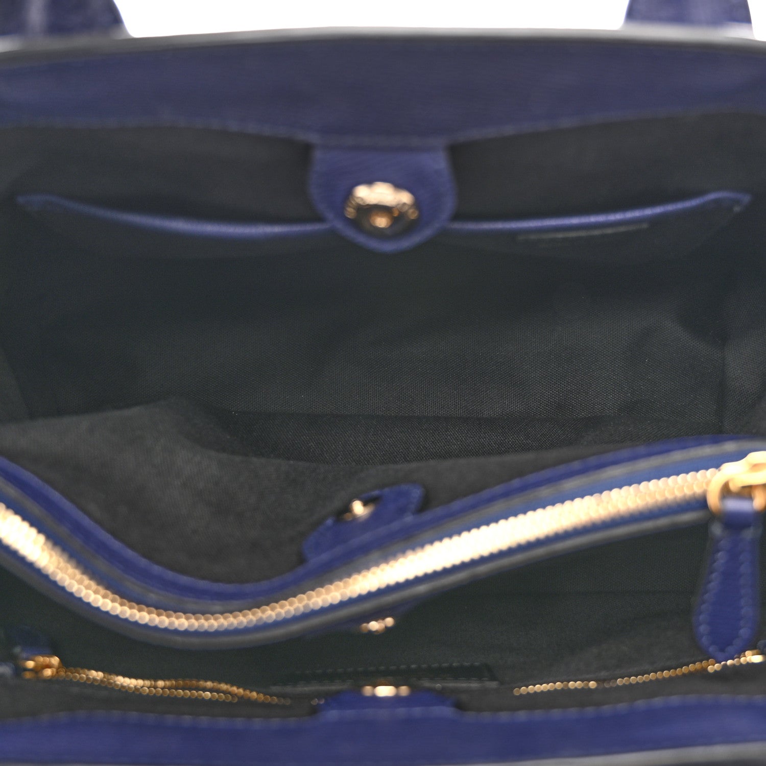 Derby Calfskin House Check Medium Banner Tote Ink Blue