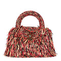 Raffia Fringe Nano Kelly Shopper Red Beige Black