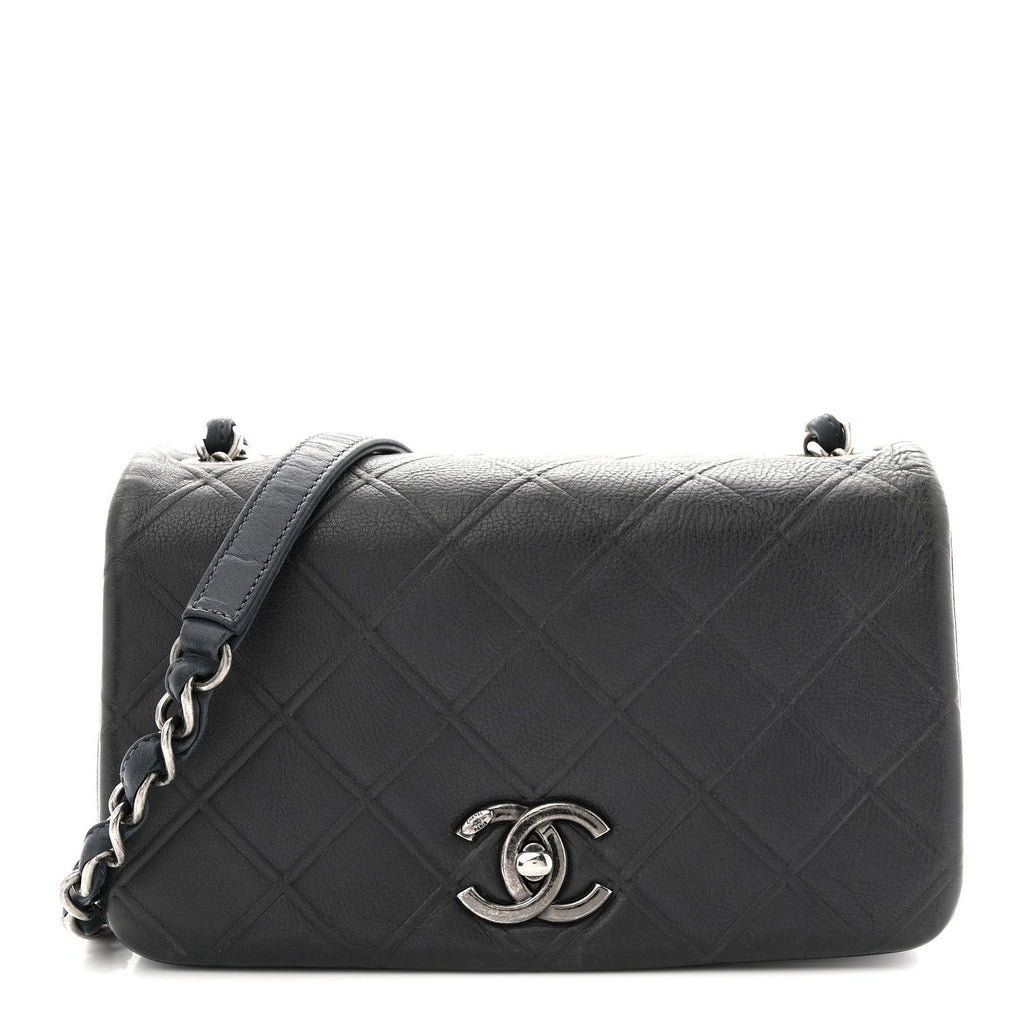 Calfskin Diamond Embossed New Chic Flap Blue