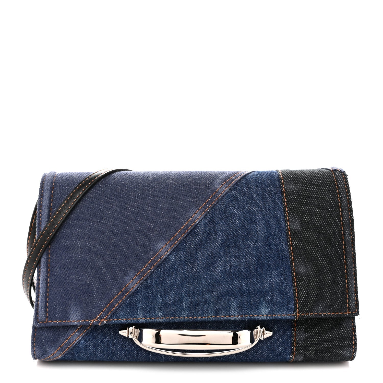Denim Calfskin The Story Shoulder Bag Blue