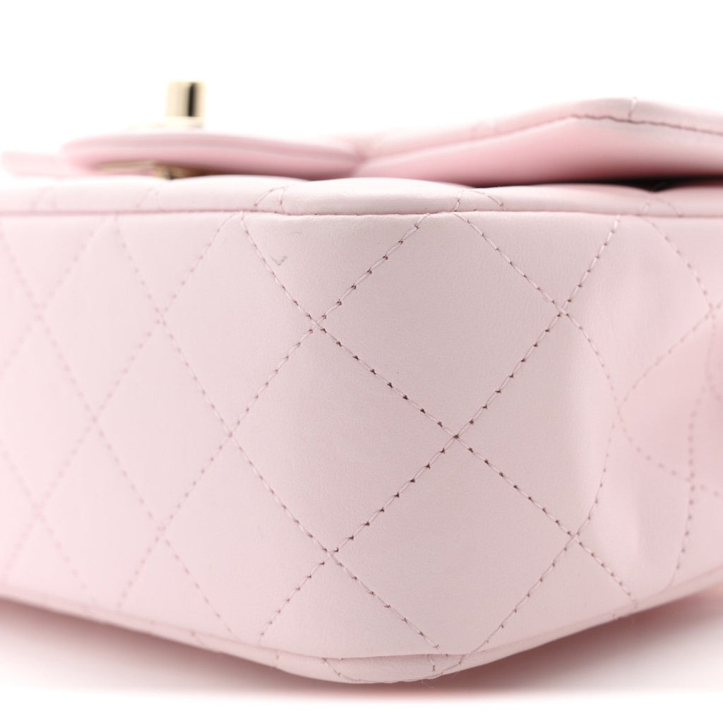 Lambskin Quilted Mini Top Handle Rectangular Flap Light Pink