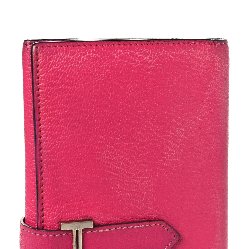 Chevre Mysore Tri-Fold Bearn Wallet Rose Shocking