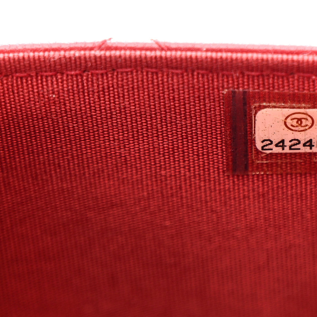 Lambskin Quilted Trendy CC Wallet On Chain WOC Red