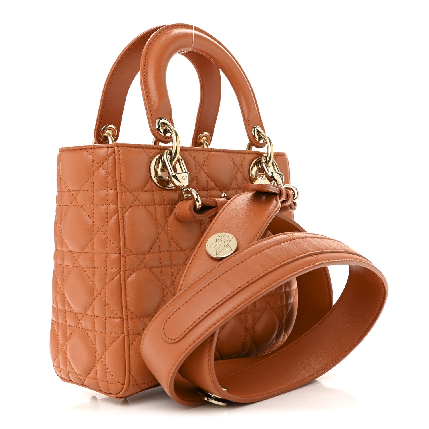 Lambskin Cannage Small Lucky Badges My Lady Dior Orange
